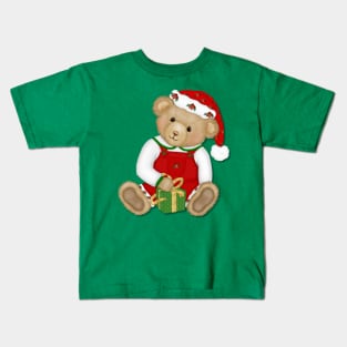 Teddy Bear Boy Beary Merry Christmas Kids T-Shirt